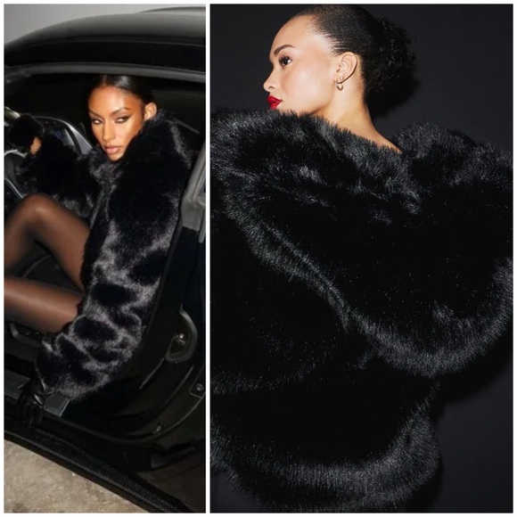 ALO YOGA Opulent Faux Fur Statement Jacket Black M/L - Picture 9 of 9